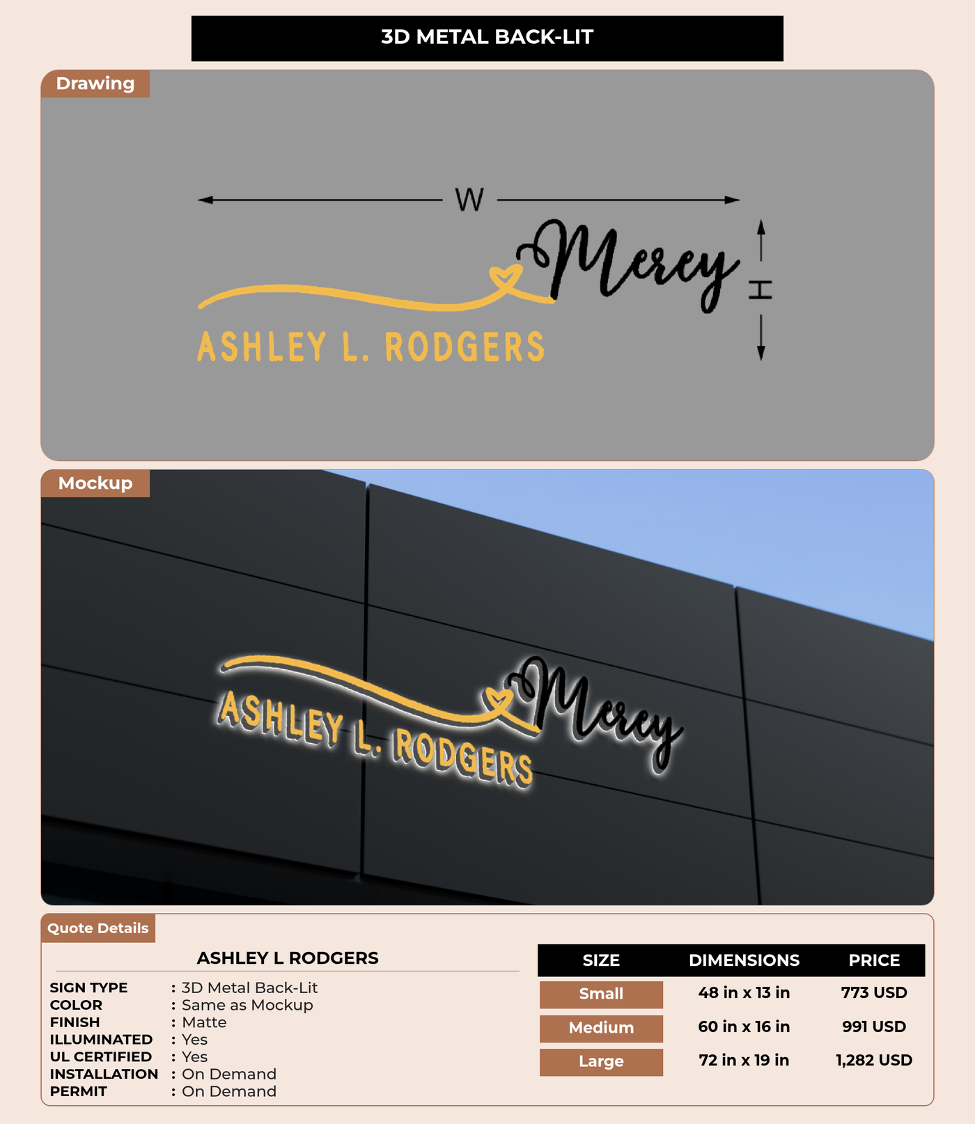 CUSTOM MOCKUP SIGN FOR Ashley L Rodgers