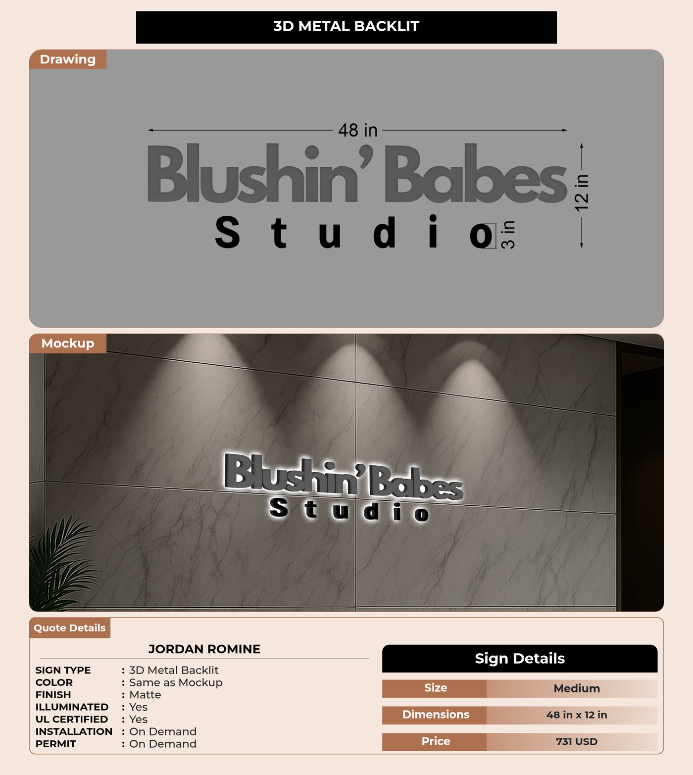 CUSTOM MOCKUP SIGN FOR Jordan Romine