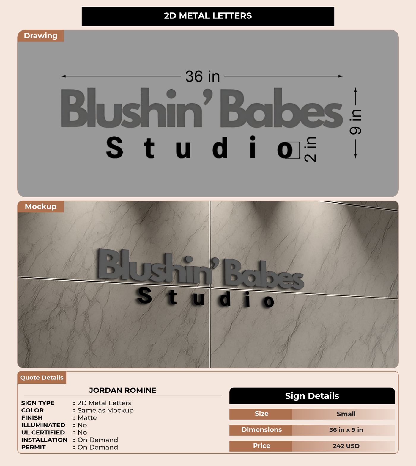 CUSTOM MOCKUP SIGN FOR Jordan Romine