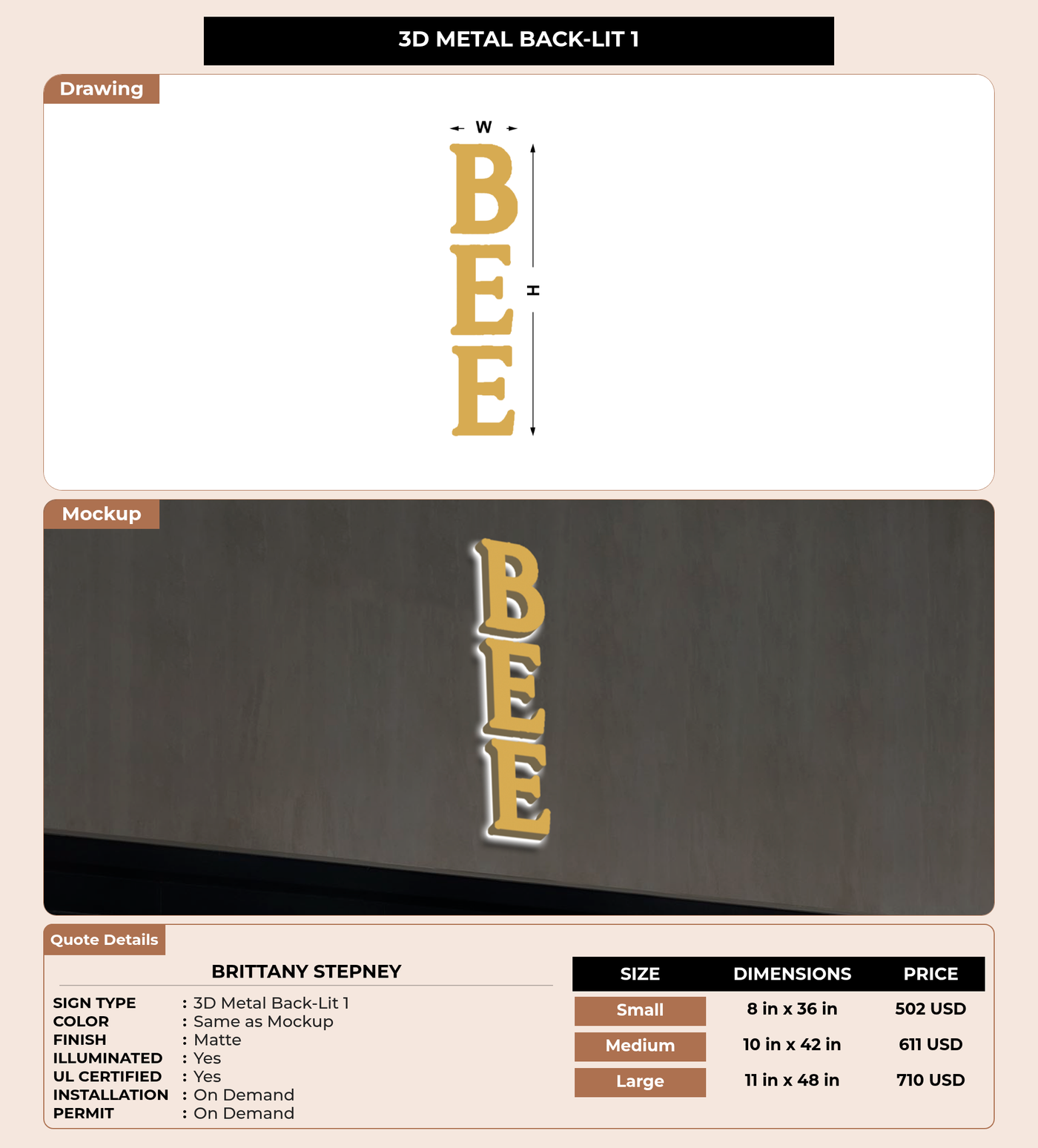 CUSTOM MOCKUP SIGN FOR Brittany Stepney