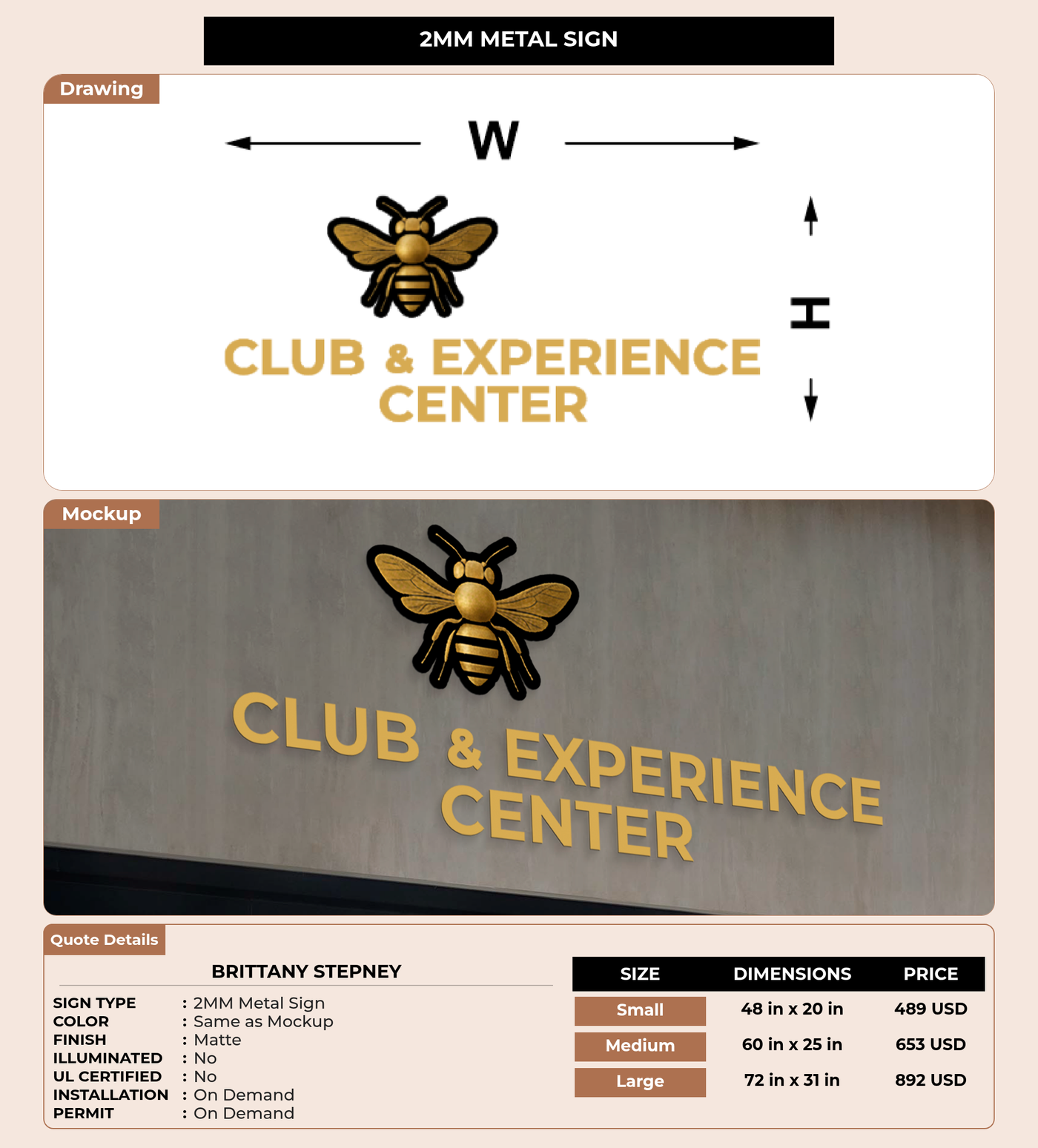 CUSTOM MOCKUP SIGN FOR Brittany Stepney