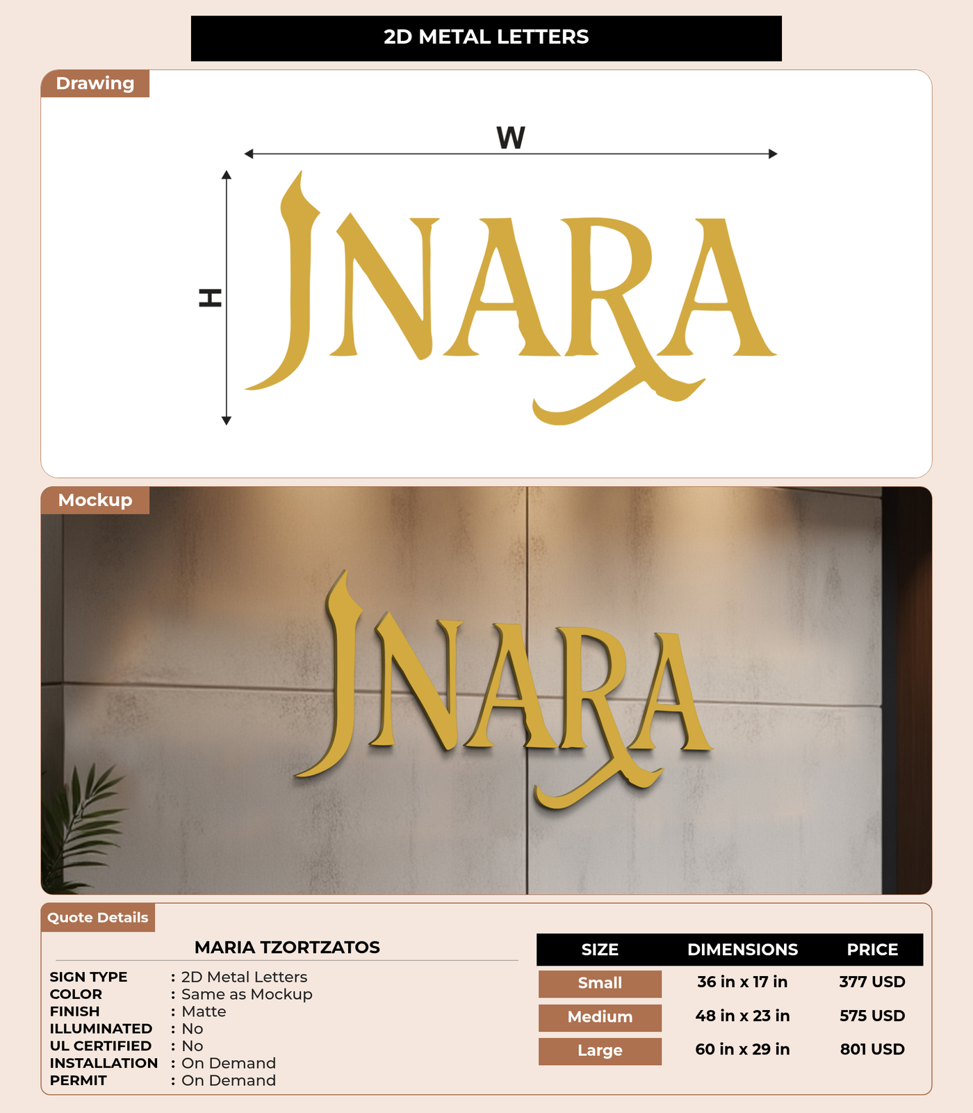 CUSTOM MOCKUP SIGN FOR Maria Tzortzatos