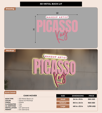 CUSTOM MOCKUP SIGN FOR Ciani Mciver