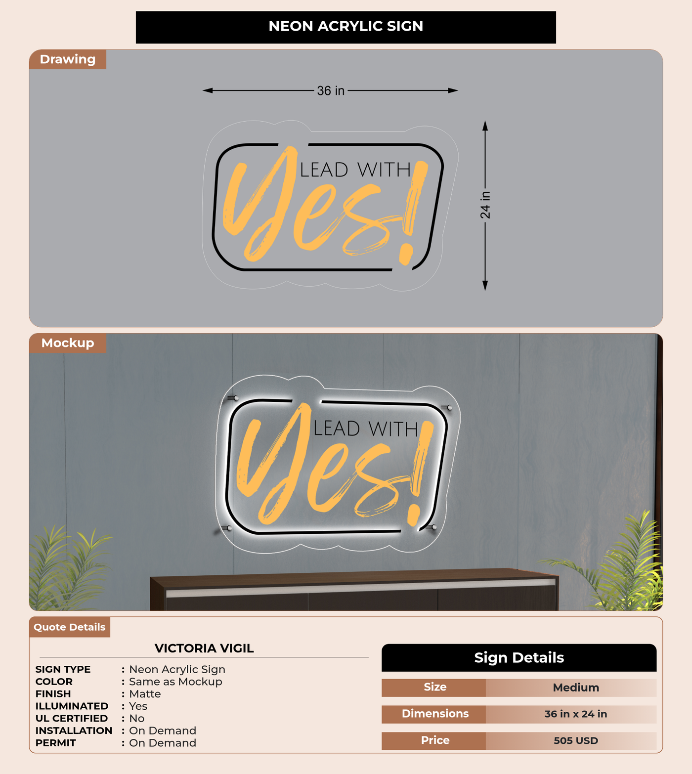 CUSTOM MOCKUP SIGN FOR Victoria Vigil