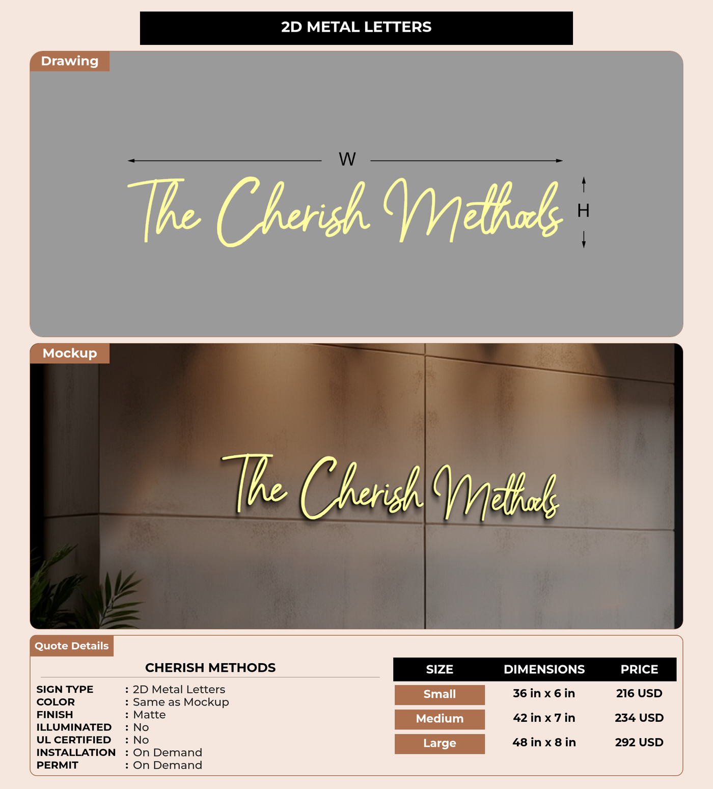CUSTOM MOCKUP SIGN FOR Cherish Methods