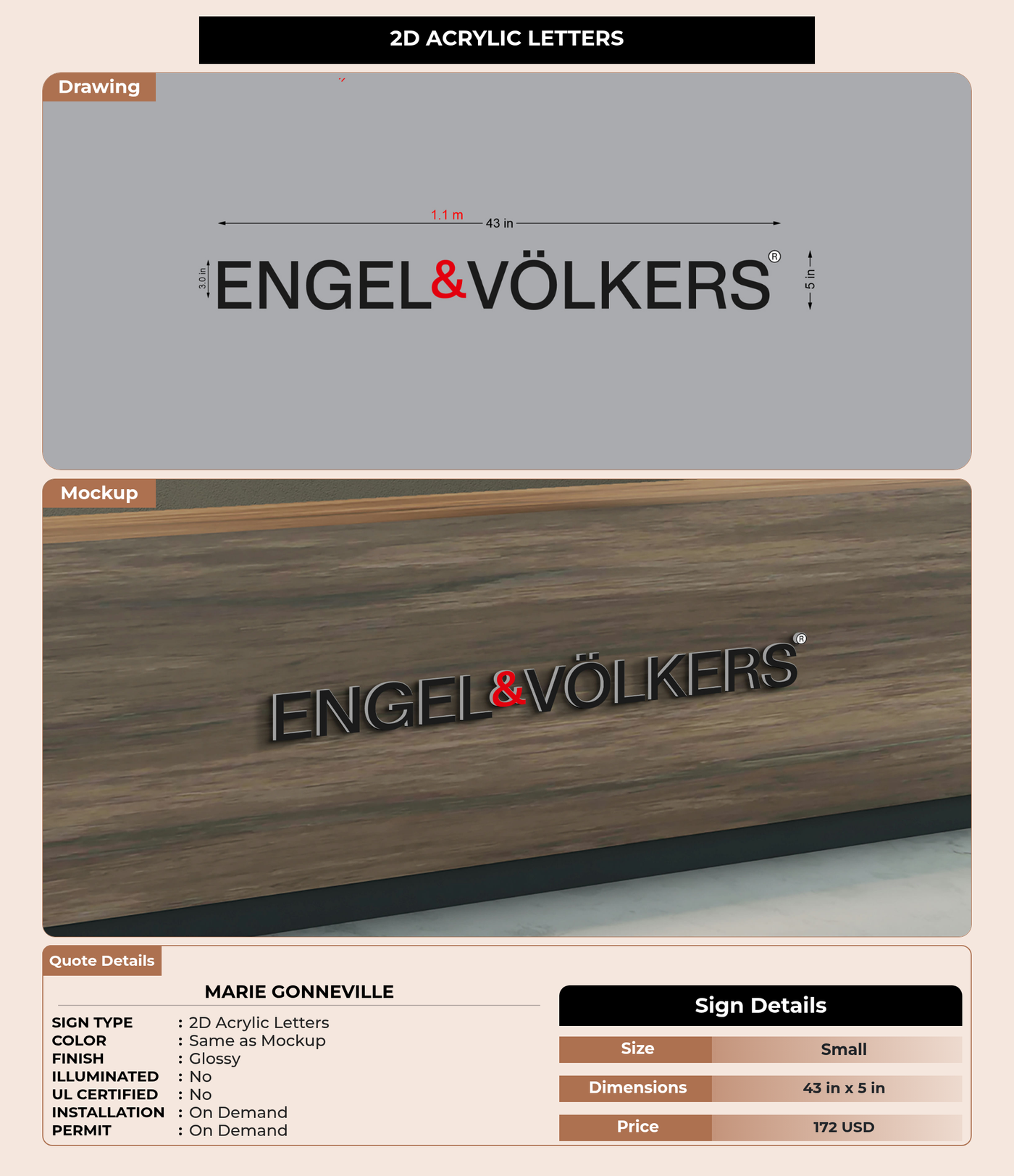 CUSTOM MOCKUP SIGN FOR Marie Gonneville