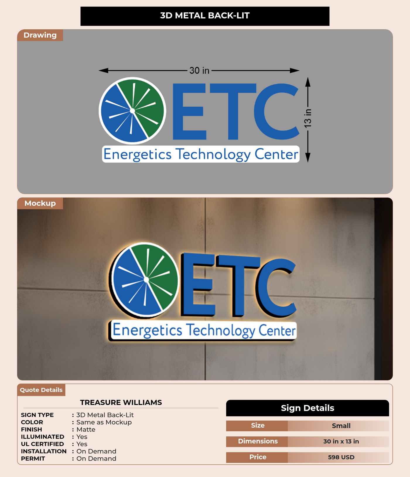CUSTOM MOCKUP SIGN FOR Treasure Williams