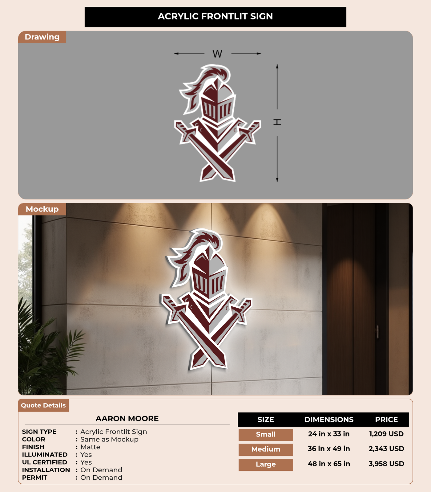 CUSTOM MOCKUP SIGN FOR Aaron moore