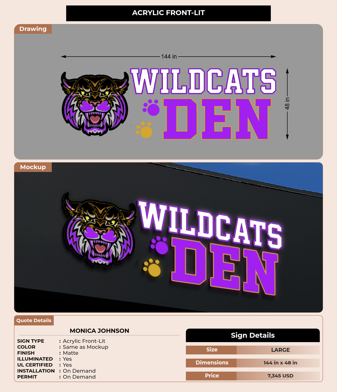 CUSTOM MOCKUP SIGN FOR Monica Johnson