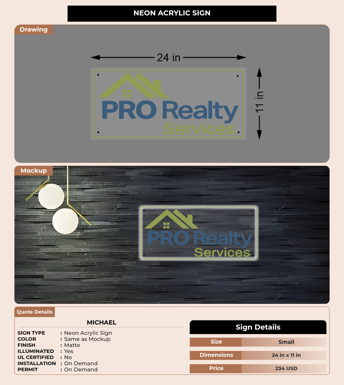 CUSTOM MOCKUP SIGN FOR Michael