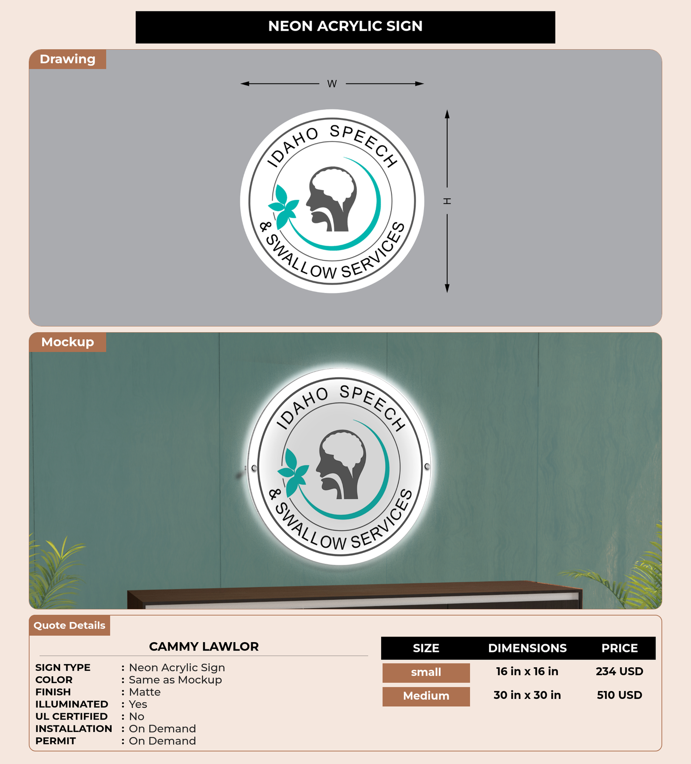 CUSTOM MOCKUP SIGN FOR Cammy Lawlor