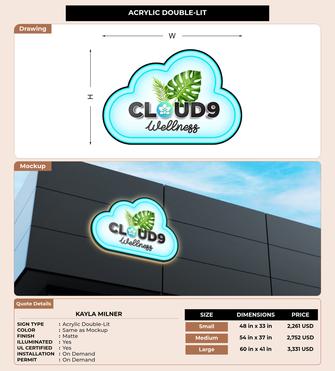 CUSTOM MOCKUP SIGN FOR Kayla Milner