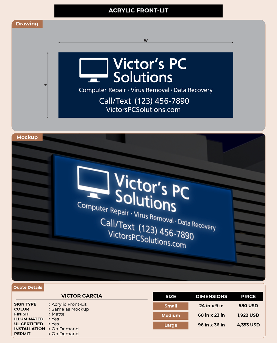 CUSTOM MOCKUP SIGN FOR Victor Garcia