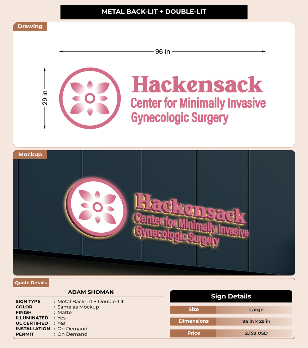 CUSTOM MOCKUP SIGN FOR adam shoman