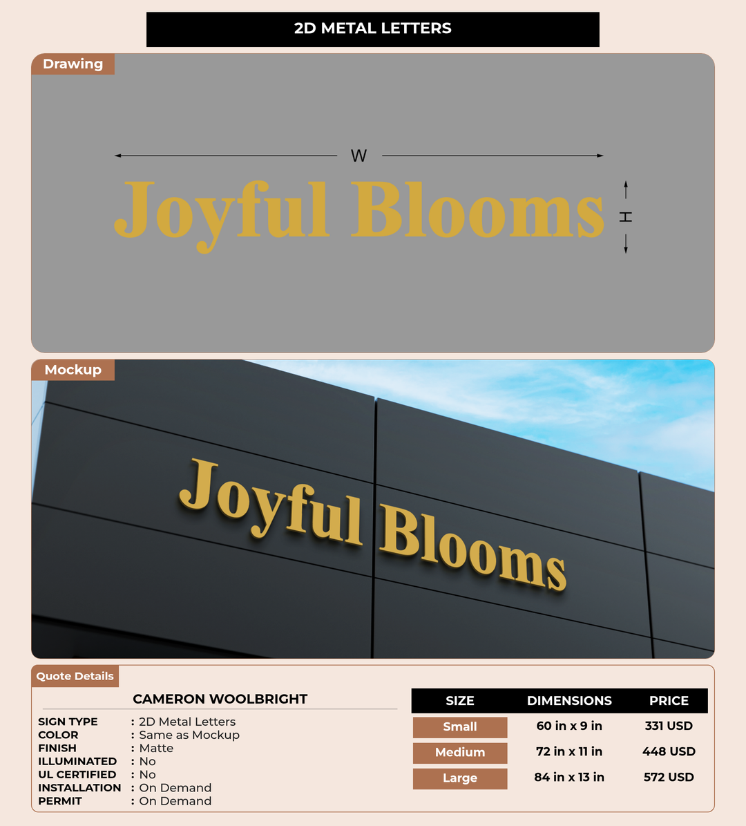 CUSTOM MOCKUP SIGN FOR Cameron Woolbright