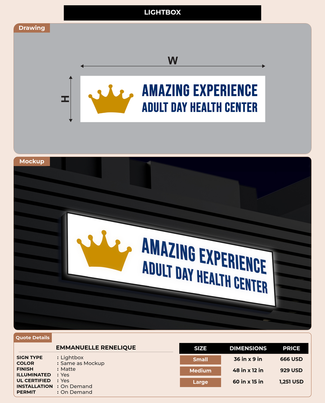 CUSTOM MOCKUP SIGN FOR EMMANUELLE RENELIQUE