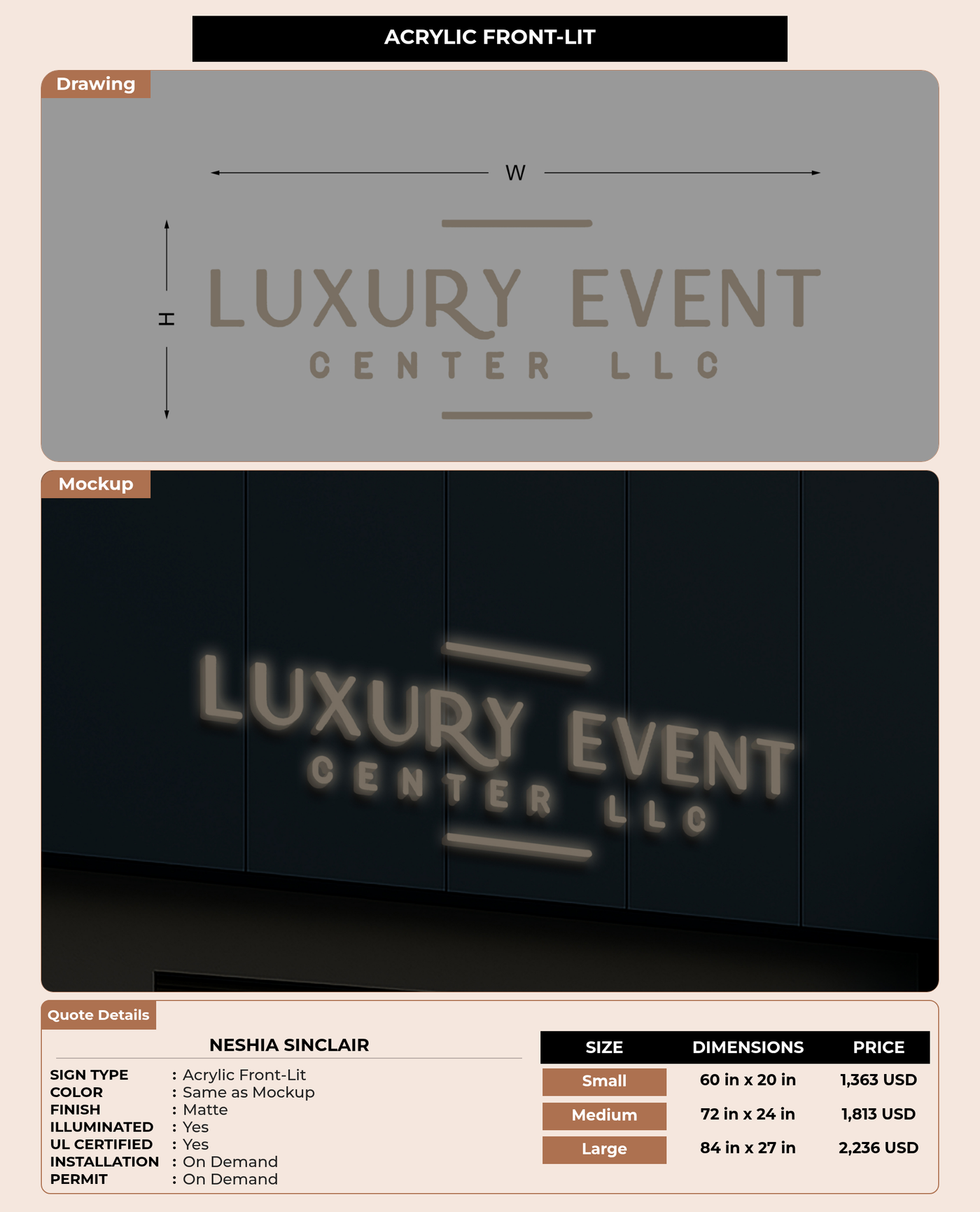 CUSTOM MOCKUP SIGN FOR Neshia Sinclair