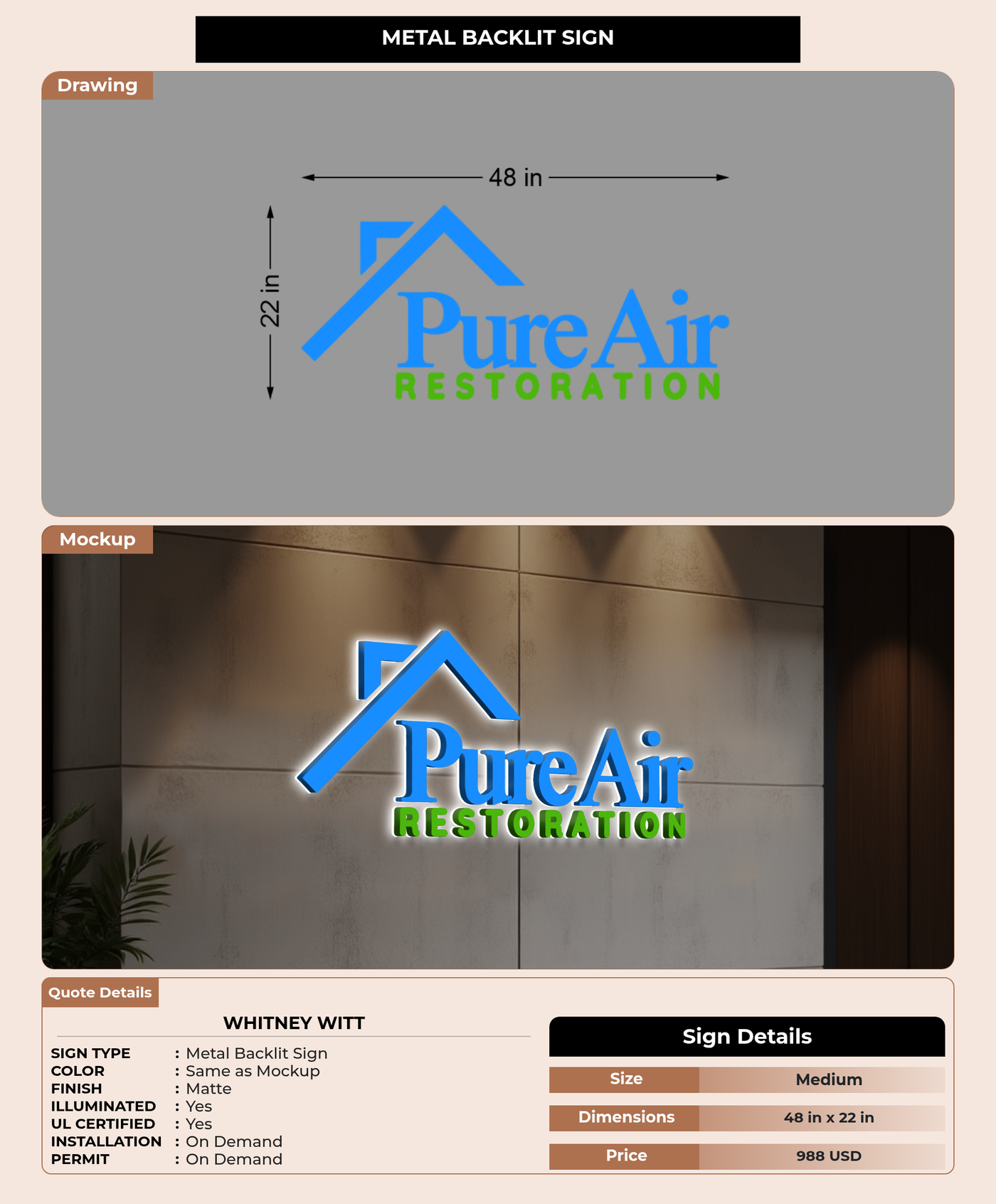 CUSTOM MOCKUP SIGN FOR Whitney Witt