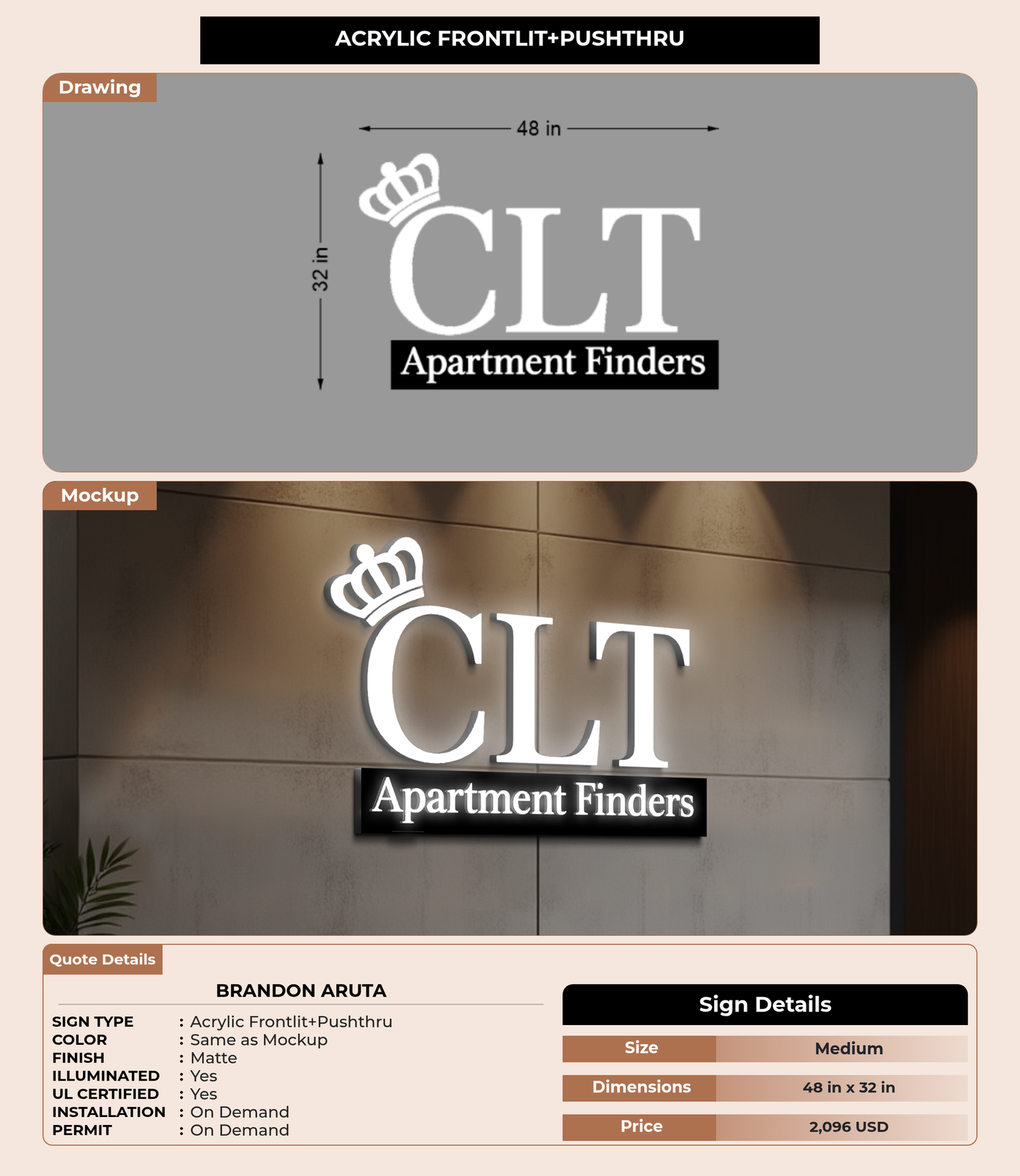 CUSTOM MOCKUP SIGN FOR Brandon Aruta