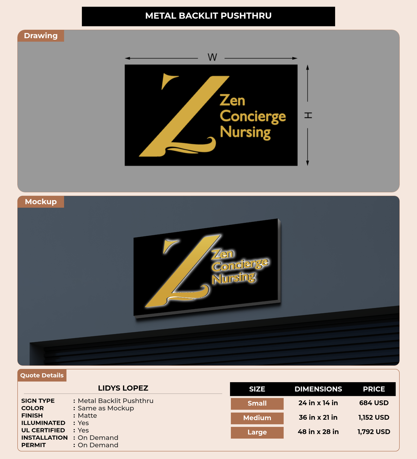 CUSTOM MOCKUP SIGN FOR Lidys lopez