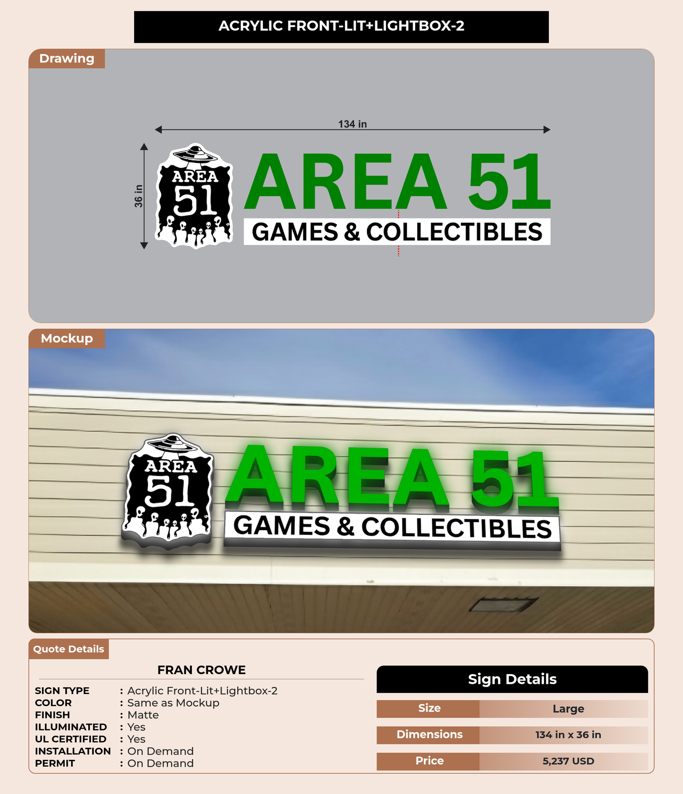 CUSTOM MOCKUP SIGN FOR Fran Crowe