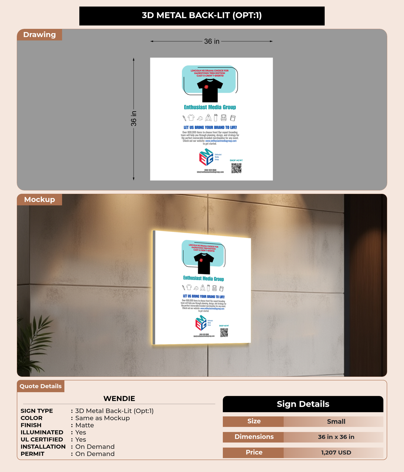 CUSTOM MOCKUP SIGN FOR Wendie