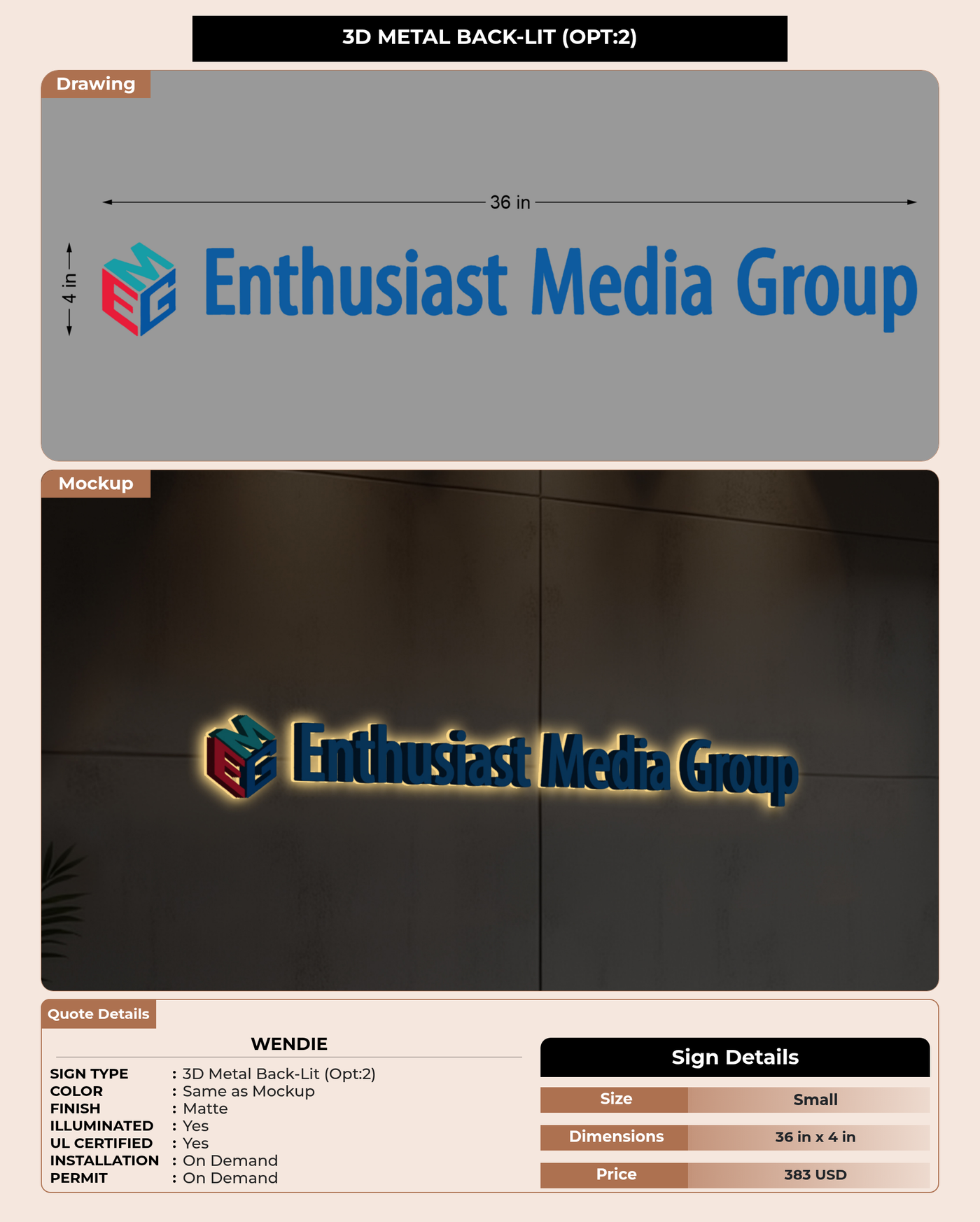 CUSTOM MOCKUP SIGN FOR Wendie