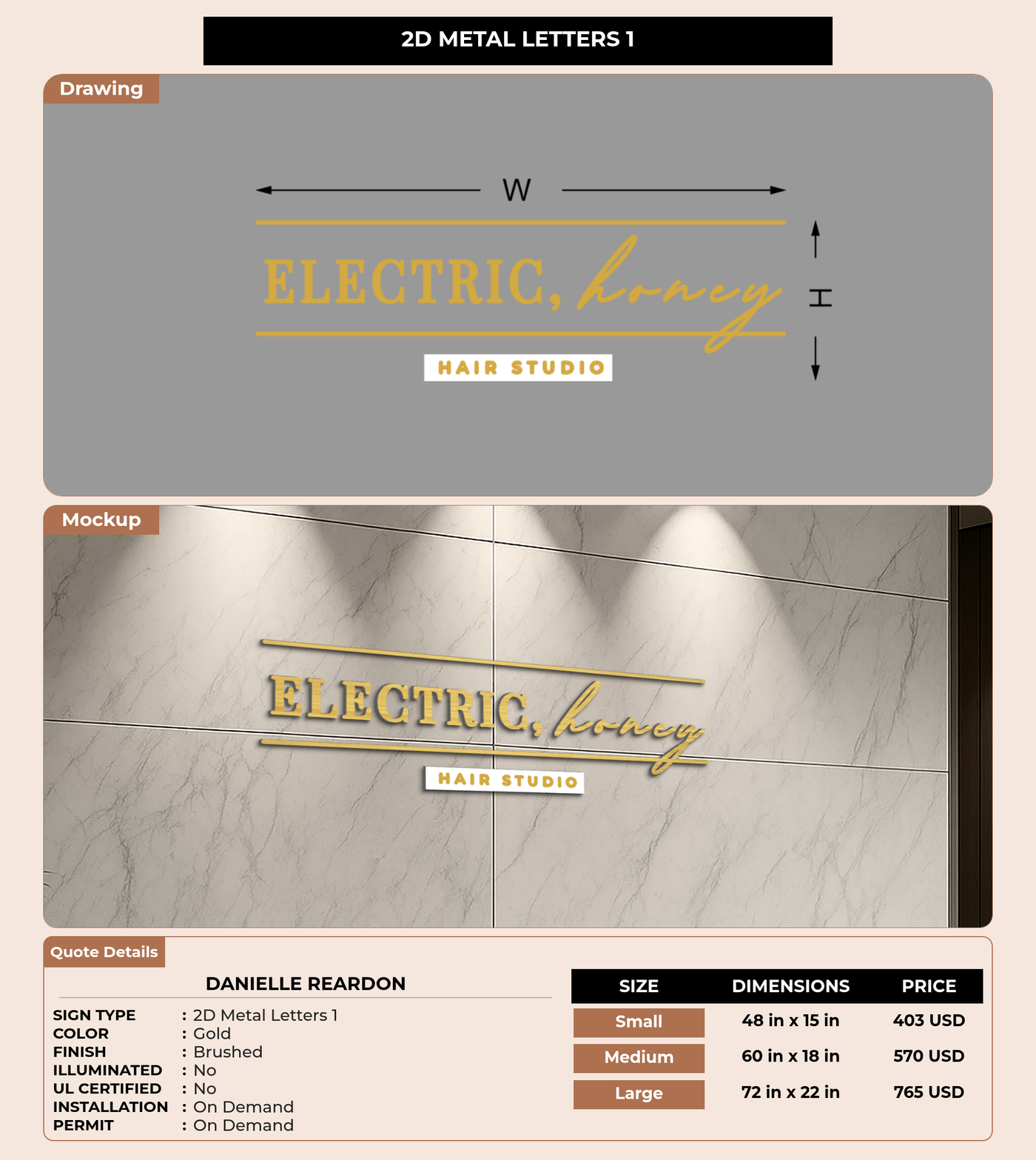 CUSTOM MOCKUP SIGN FOR Danielle Reardon