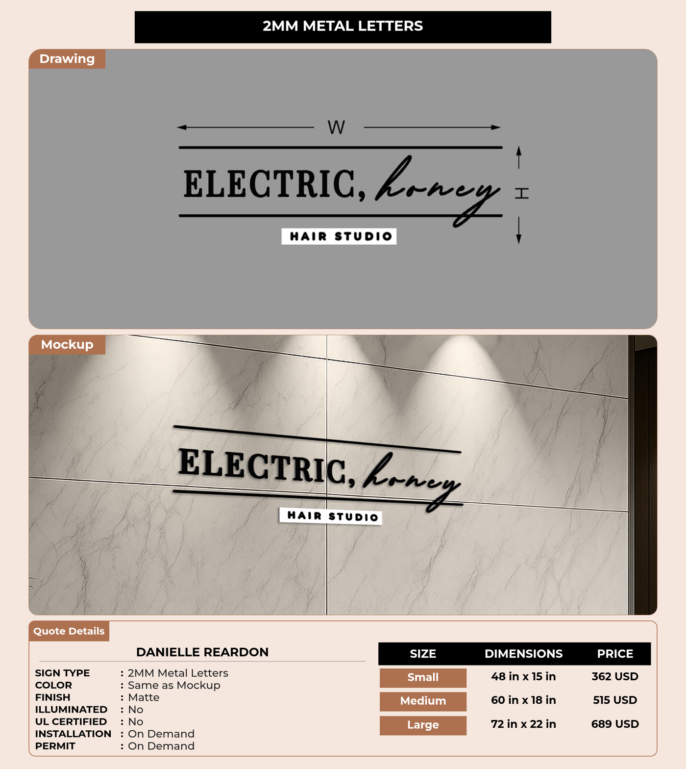 CUSTOM MOCKUP SIGN FOR Danielle Reardon