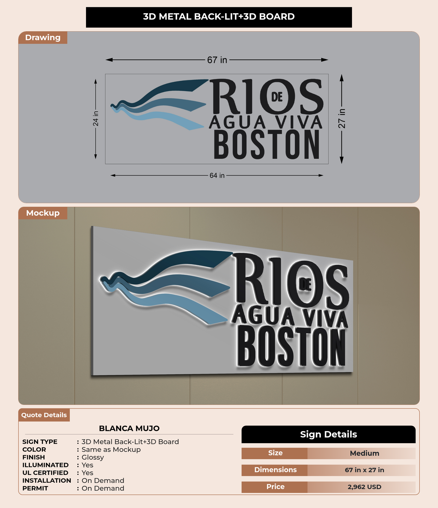 CUSTOM MOCKUP SIGN FOR Blanca Mujo