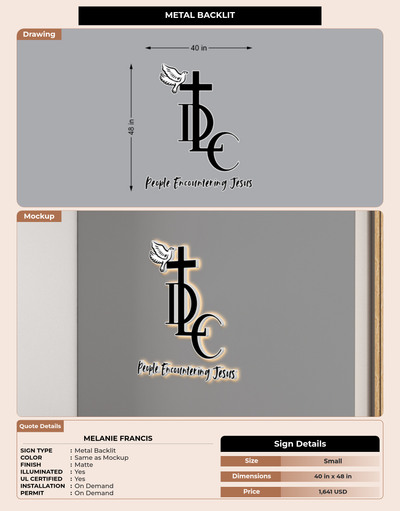 CUSTOM MOCKUP SIGN FOR Melanie Francis