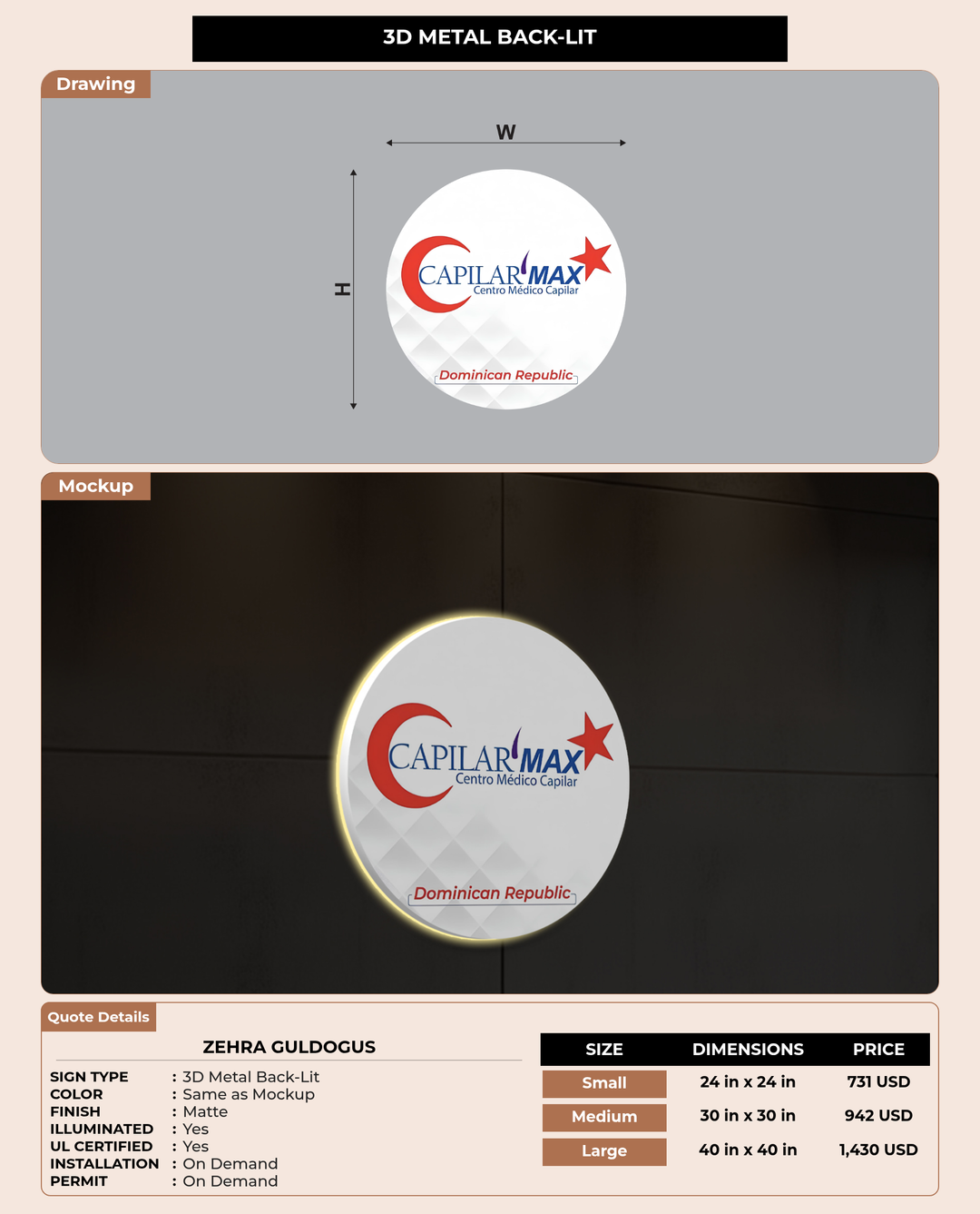 CUSTOM MOCKUP SIGN FOR ZEHRA GULDOGUS