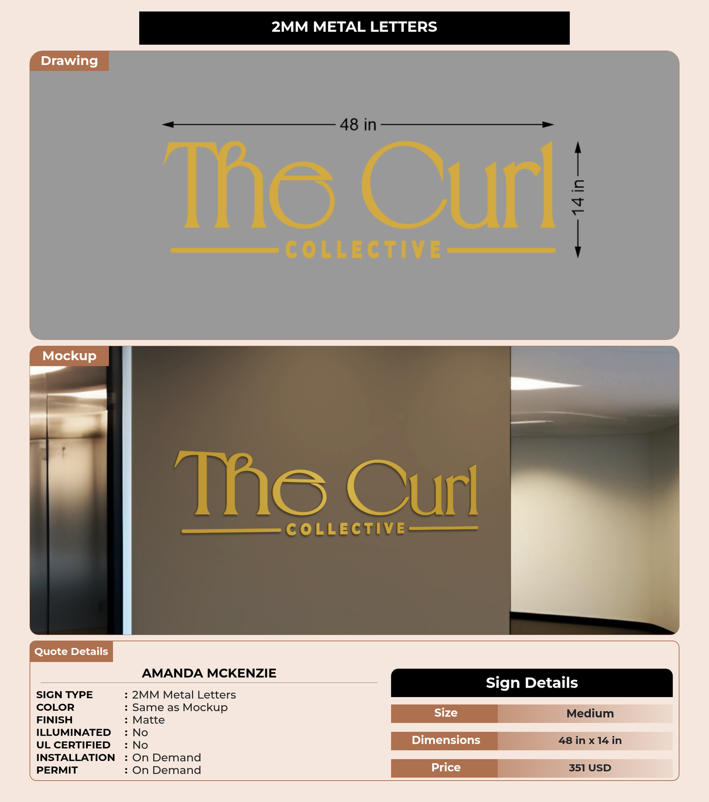 CUSTOM MOCKUP SIGN FOR Amanda McKenzie