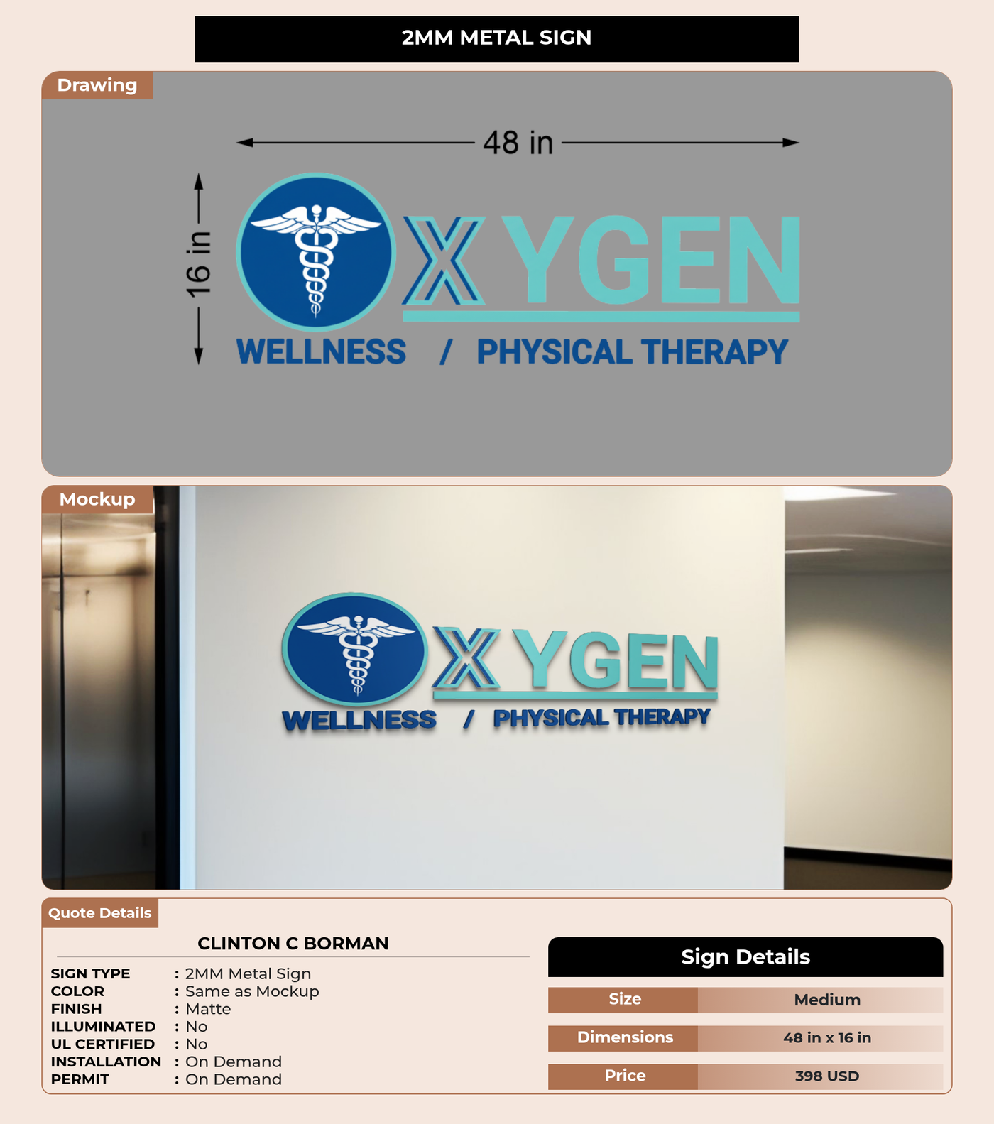 CUSTOM MOCKUP SIGN FOR Clinton C Borman