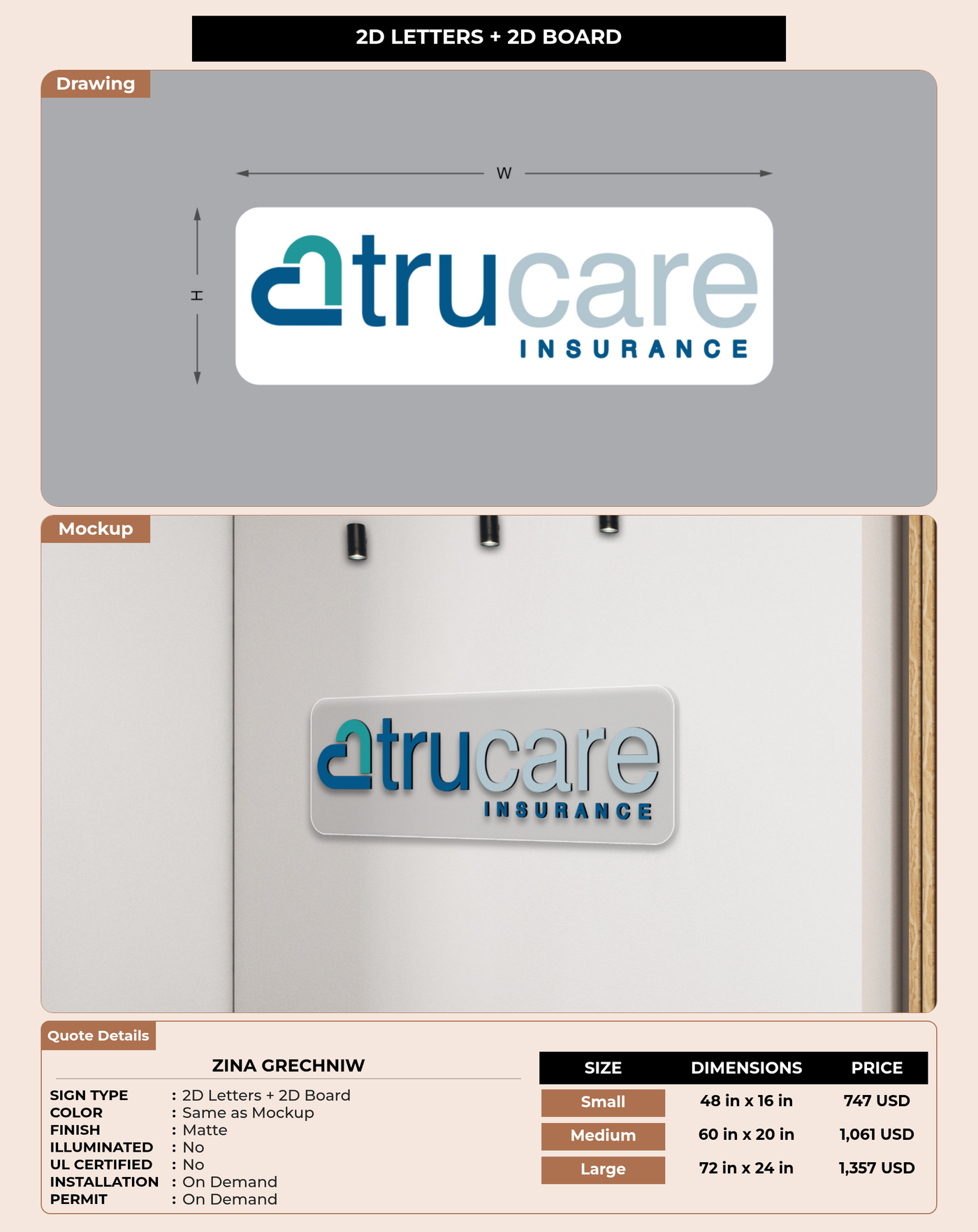 CUSTOM MOCKUP SIGN FOR Zina Grechniw