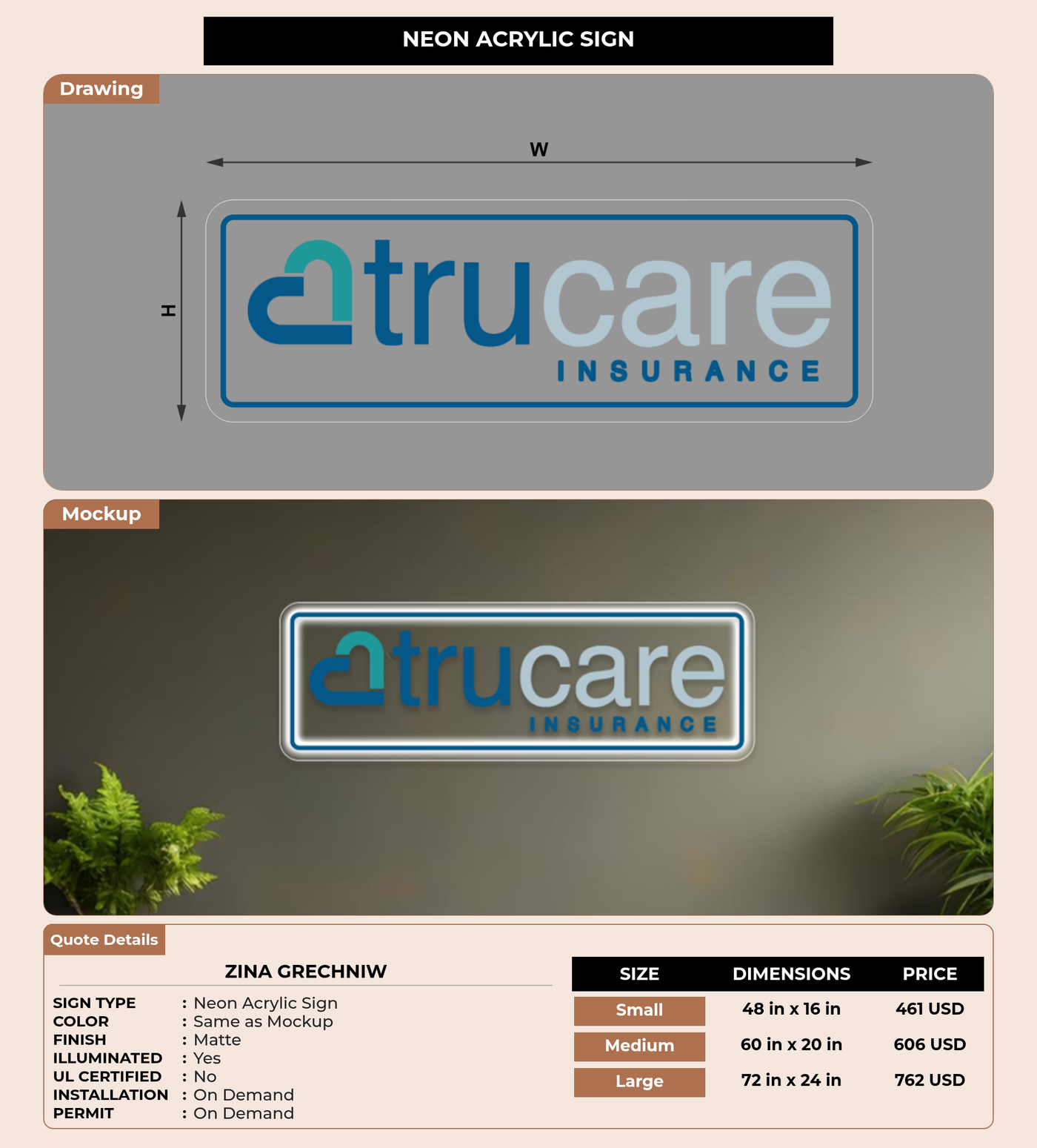 CUSTOM MOCKUP SIGN FOR Zina Grechniw