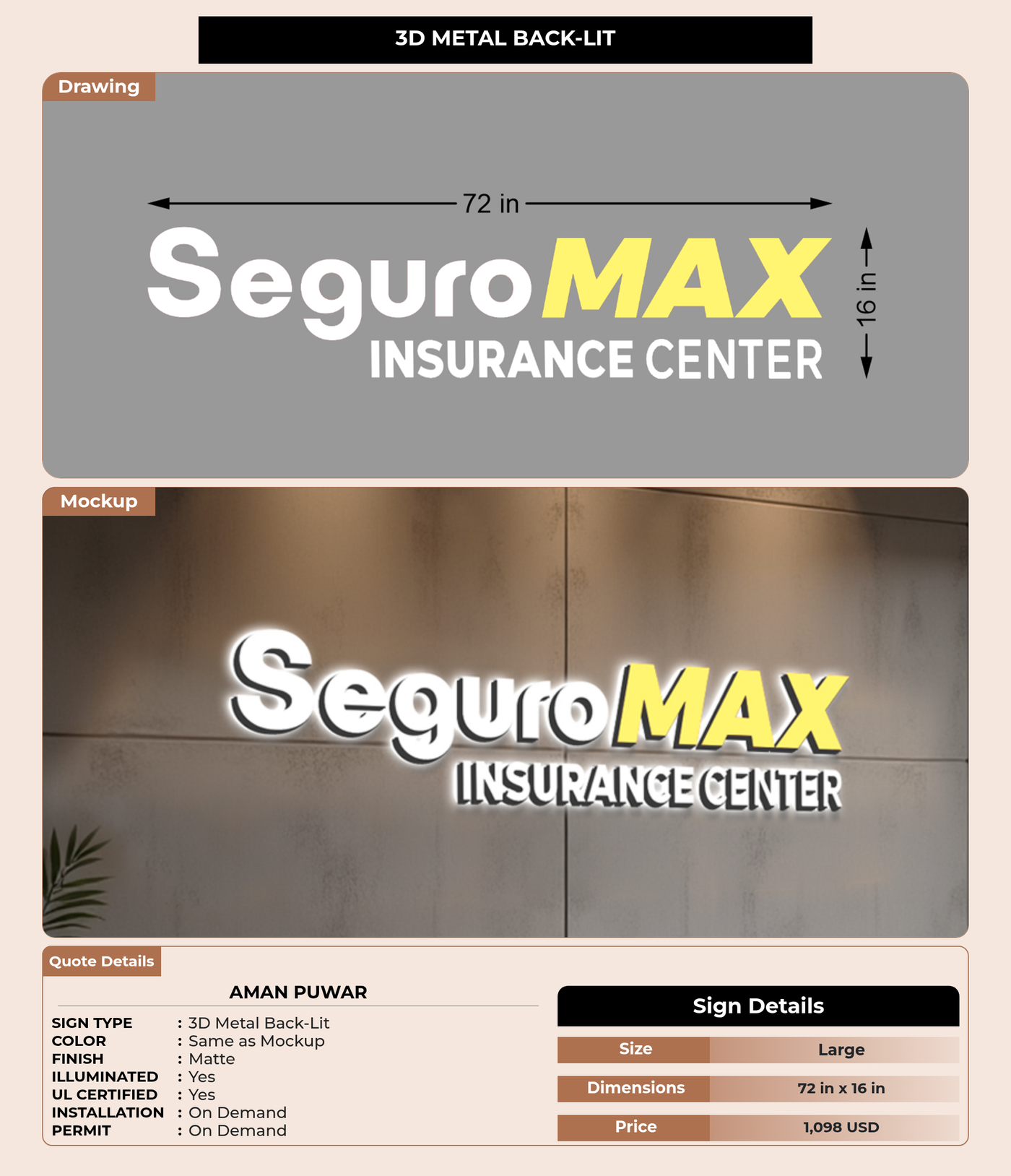 CUSTOM MOCKUP SIGN FOR Aman puwar