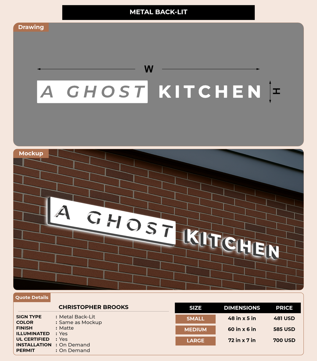 CUSTOM MOCKUP SIGN FOR CHRISTOPHER BROOKS