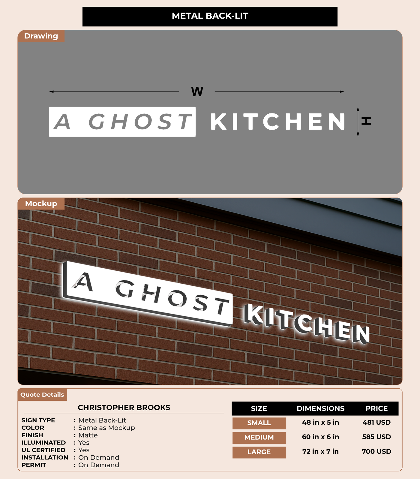 CUSTOM MOCKUP SIGN FOR CHRISTOPHER BROOKS