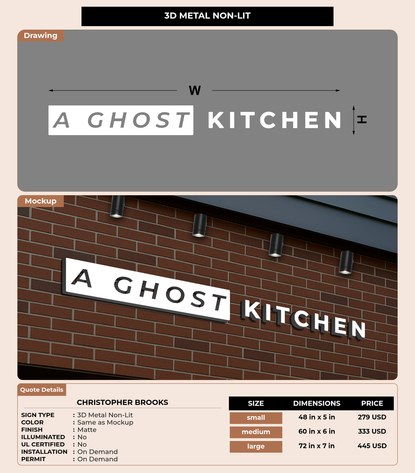 CUSTOM MOCKUP SIGN FOR CHRISTOPHER BROOKS