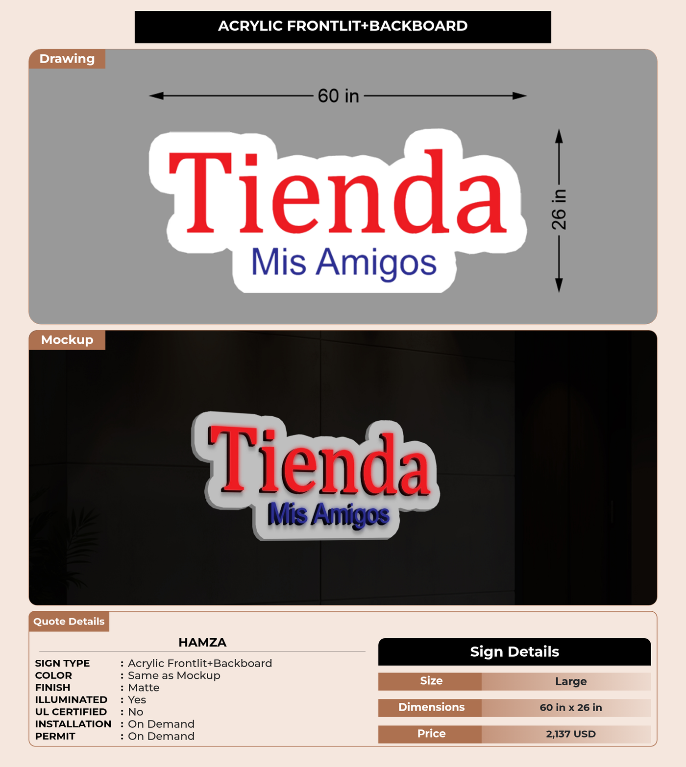 CUSTOM MOCKUP SIGN FOR Hamza