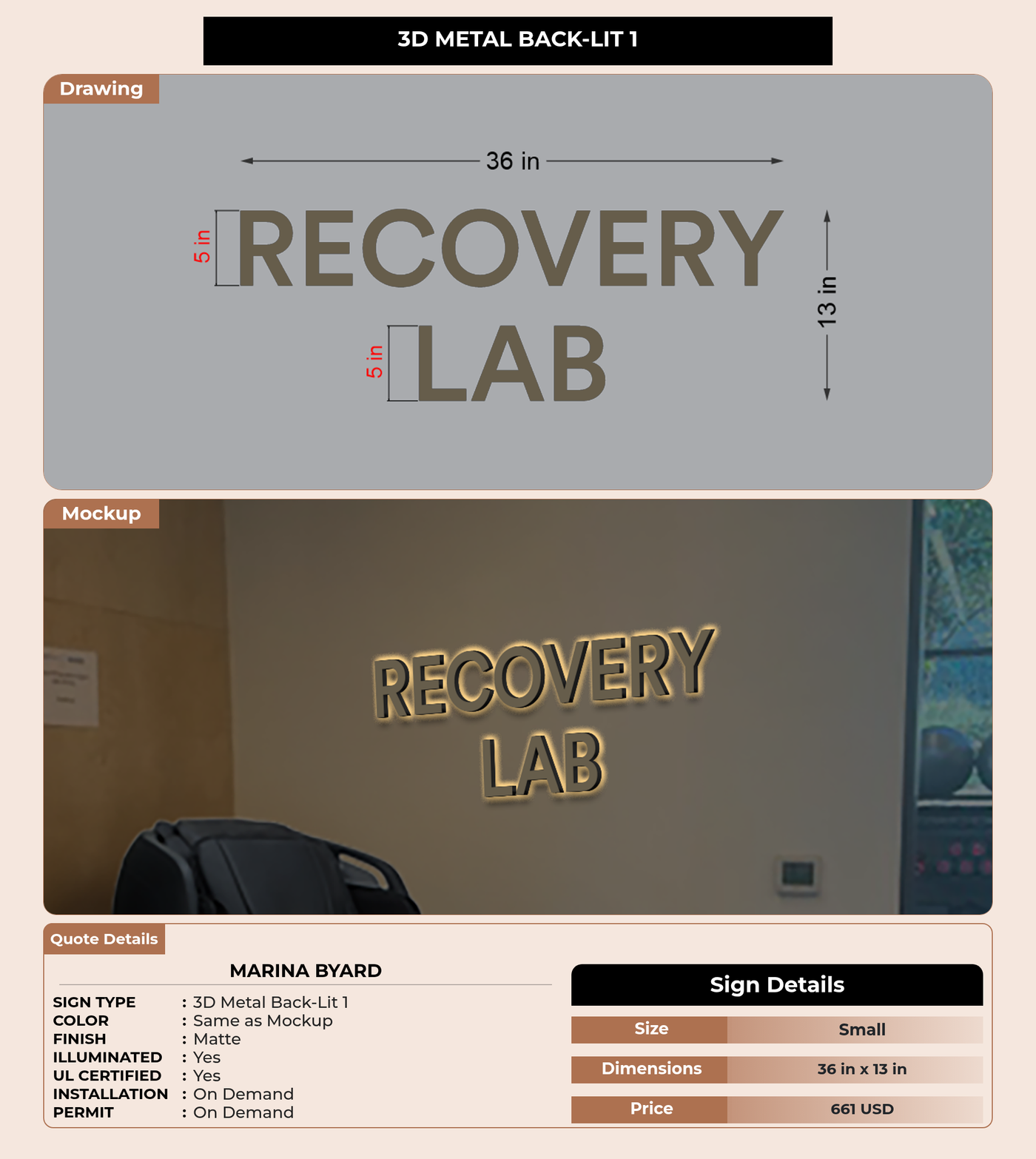 CUSTOM MOCKUP SIGN FOR Marina Byard