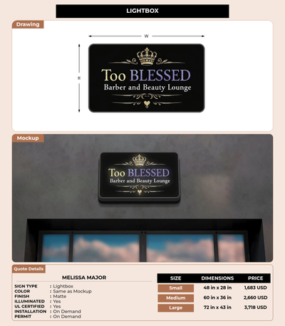 CUSTOM MOCKUP SIGN FOR Melissa Major