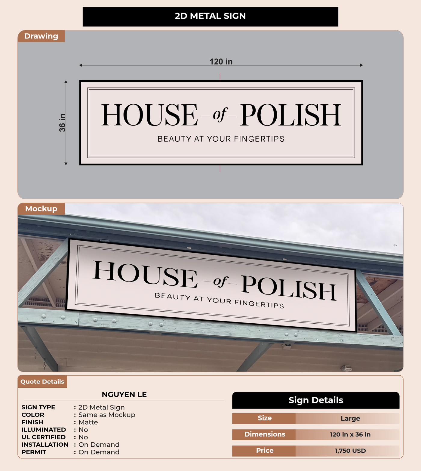 CUSTOM MOCKUP SIGN FOR Nguyen Le