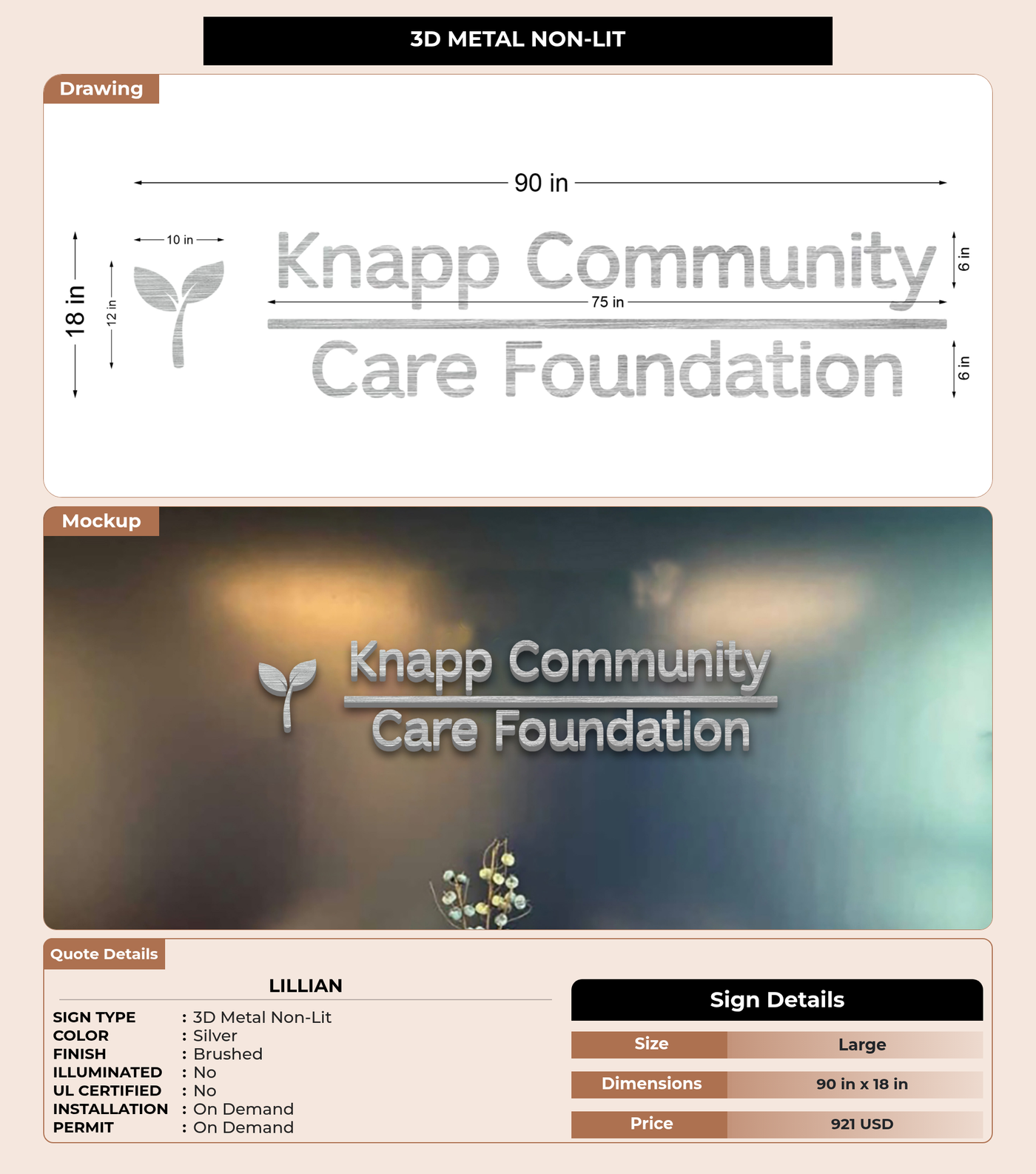 CUSTOM MOCKUP SIGN FOR Lillian