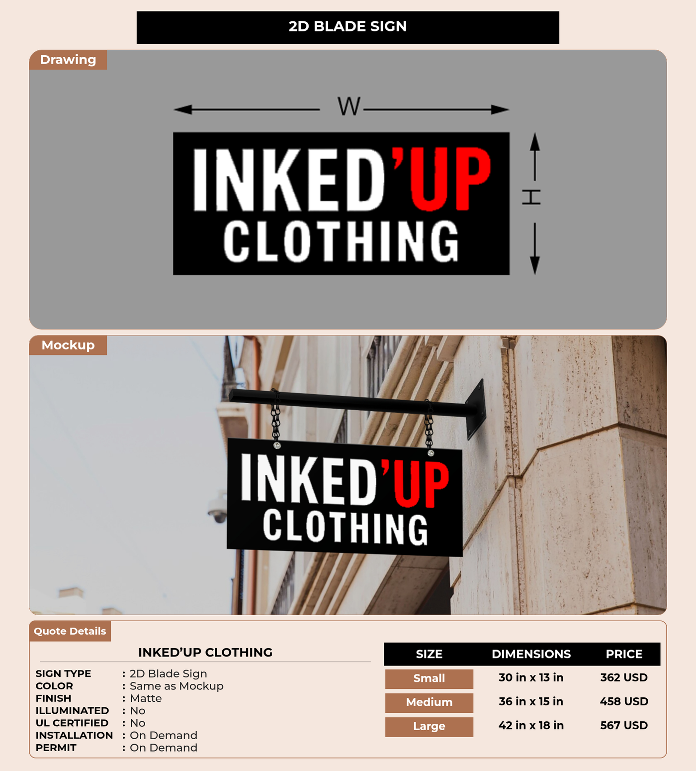 CUSTOM MOCKUP SIGN FOR INKED’UP CLOTHING
