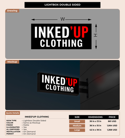CUSTOM MOCKUP SIGN FOR INKED’UP CLOTHING