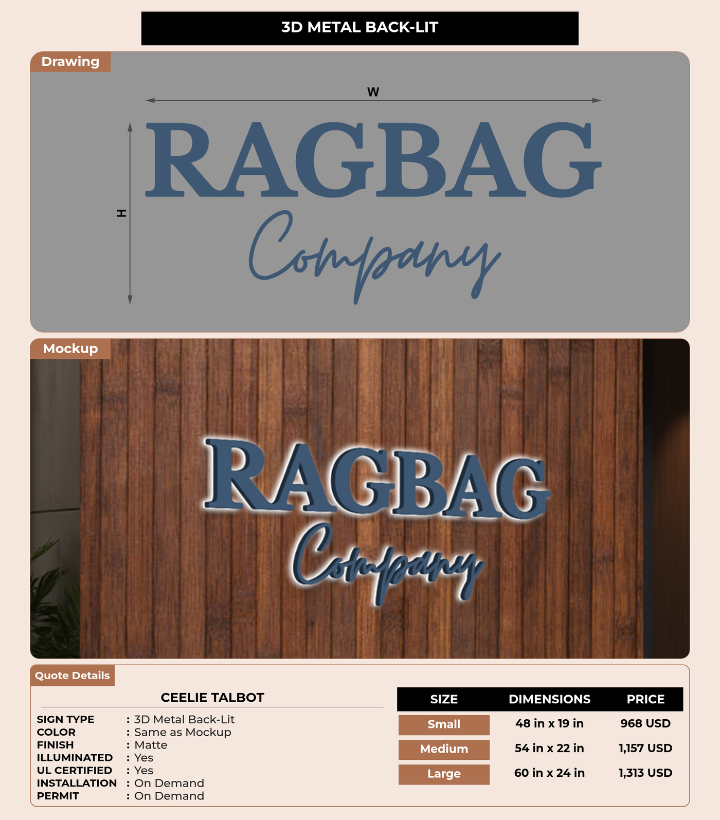 CUSTOM MOCKUP SIGN FOR Ceelie Talbot