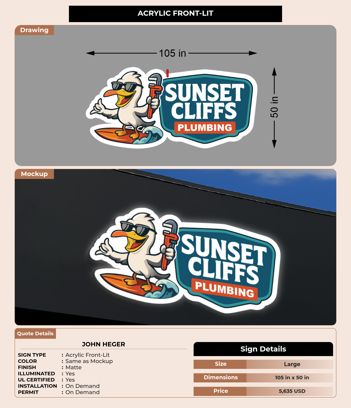 CUSTOM MOCKUP SIGN FOR John Heger