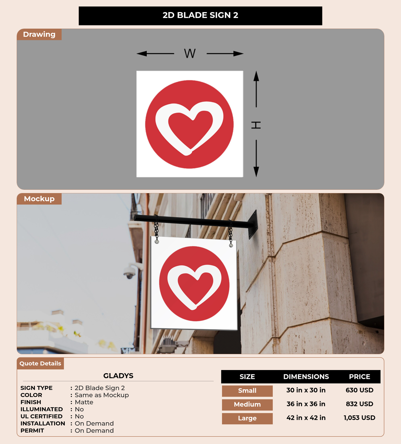 CUSTOM MOCKUP SIGN FOR Gladys